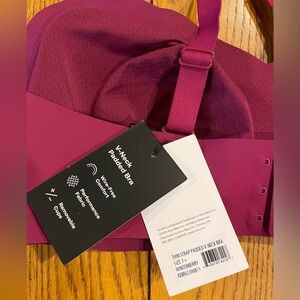NWT KNIX V neck padded bra, winterberry color, size 7+, removable pads